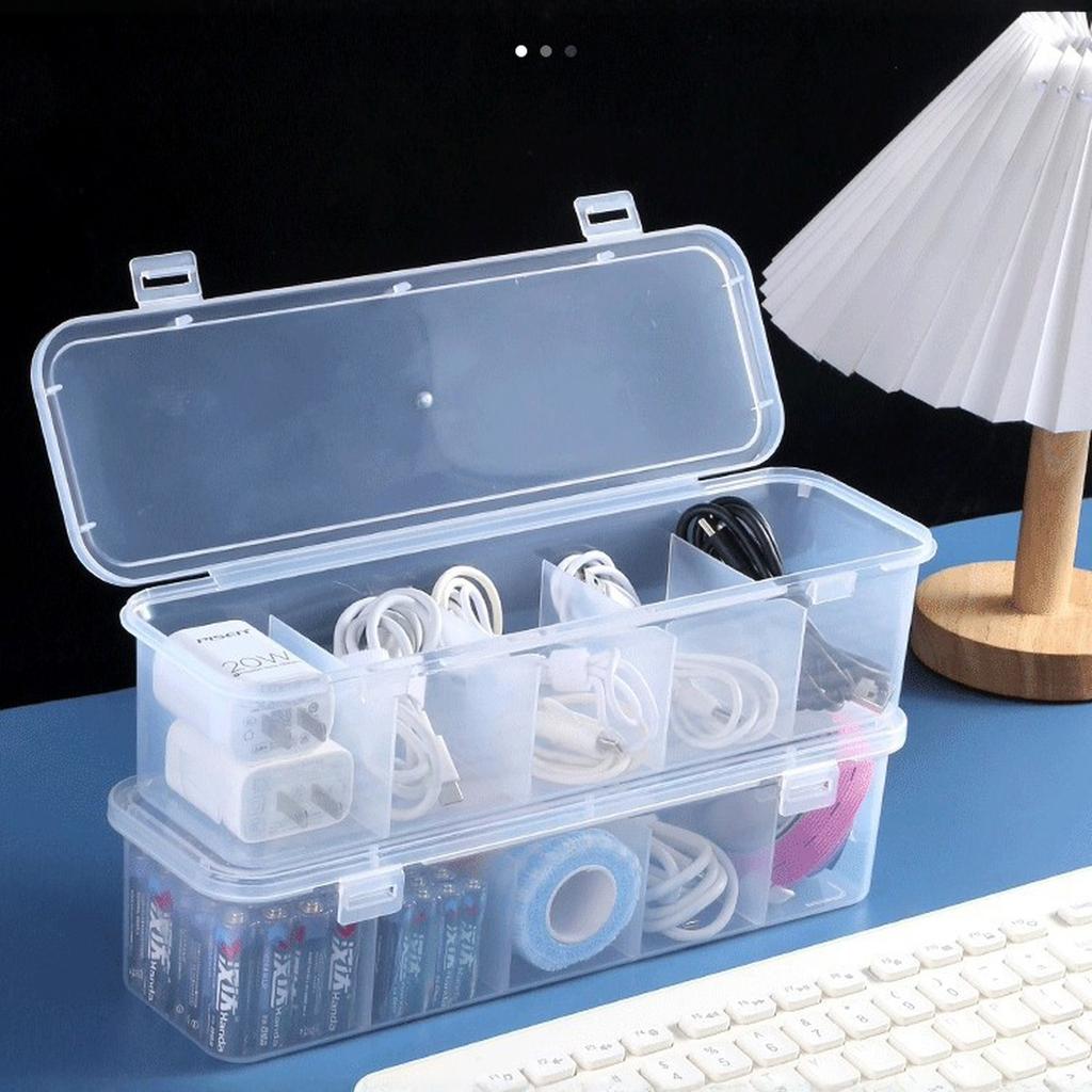 Large-capacity Covered Cable manaSynthetic Gemstoneent Box, 5 Compartments - a Space-saving Desktop Storage Solution for Offices and