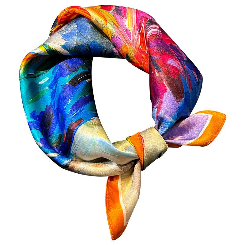 New 100% Natural Real Silk Scarf Women Bandana Square Scarves Wrap Kerchief Mulberry Fashion Luxury High Quality Hijab For Lady