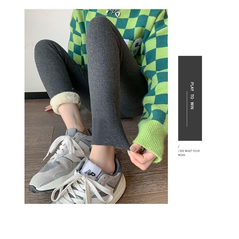 Verdickte Samt-Leggings für Damen Herbst Winter Lamm-Samt Baumwollhosen Extra Hohe Taille Warme Hosen