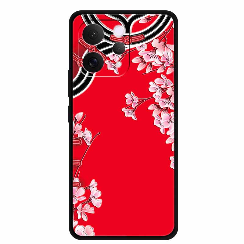 For Vivo S50 5G Case 3D Emboss Flower Black Silicone Soft Back Cover Case For Vivo S50 2025 Phone Case 6.59" Coque V2528A Fundas