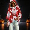 Damen Freizeit 3/4 Ärmel Halloween Print Kapuzen Pullover Top für den Herbst
