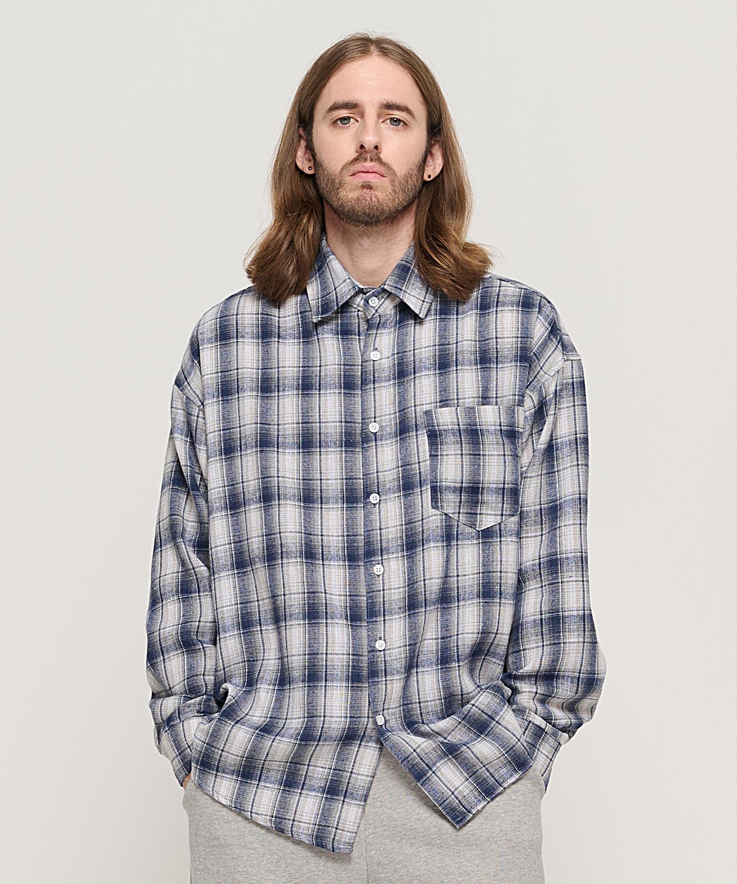 Cargo Bros Grand Oversized Check Shirt (Navy) Free