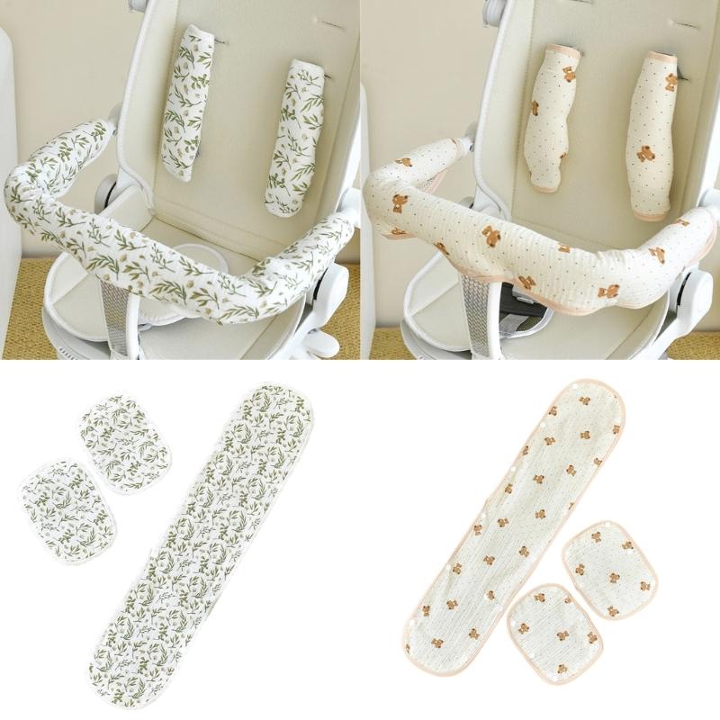 Soft Breathable Cotton Baby Strollers Accessories Set Easy To Install Baby Strollers Handle Cover Set for Safety & Comfort