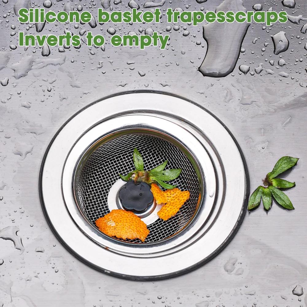 Kitchen Metal Sink Filter Stainless Steel Mesh Strainer Food Waste Drain Hole Bathroom Shower Hair Catcher Stopper Sewer Filter