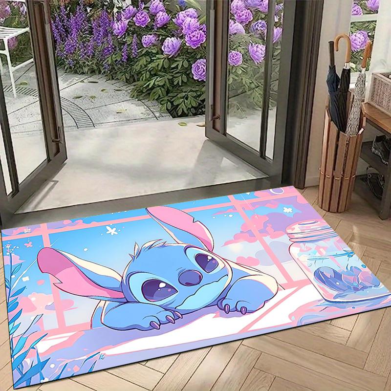 1pc Stitch Cartoon Carpet, 100% Polyester, Non-slip, Machine Washable, Waterproof, Outdoor Yard and Garden Decor, Home and Bedroom Decorative