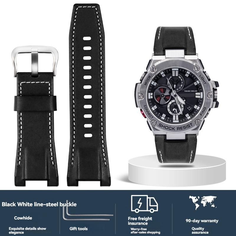 Italian Cowhide Leather & Nylon Strap for Casio G-SHOCK GST-S130 S110 S120 W 130LB 100 W300, Men's GSR-B100 Replacement Band