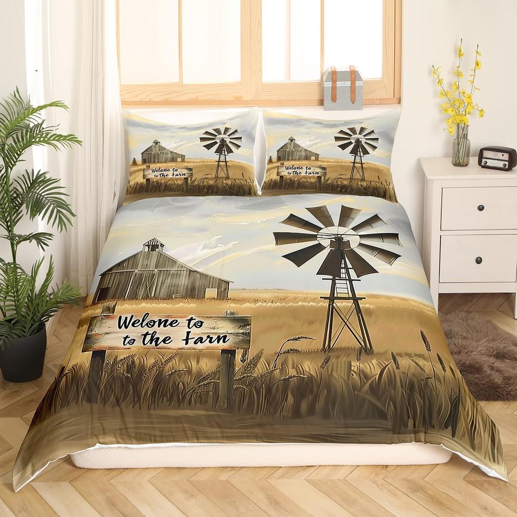 Windmill Duvet Cover Sets For Kids Teens Adults Lightweight Down Quilt Covers Bedroom Decor 2 Pillowcases 1 Duvet Cover No Quilt