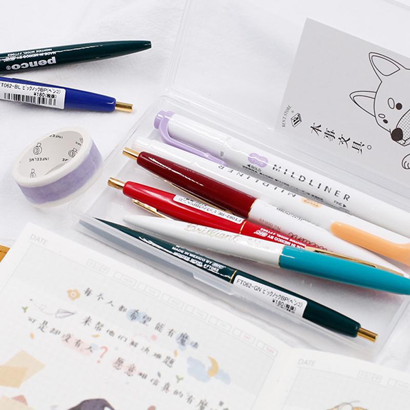 1 PC Plastic Transparent Box Stationery Stickers Plastic Storage Box Organizer Container Art Tool Case for Craft Desktop