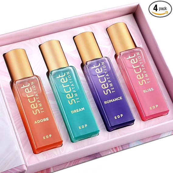 

Secret Temptation Премиум-духи для женщин, упаковка из 4 шт. (по 20 мл каждый) || Подарочный набор духов на день рождения для нее | Подарок на годовщину для жены 4(20ml each)