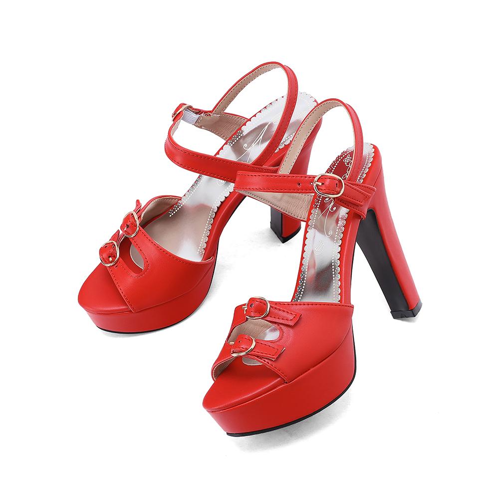 Red Women Platform Slingback Sandals Peep Toe High Spike Heel Large Plus Size 50 Nightclub