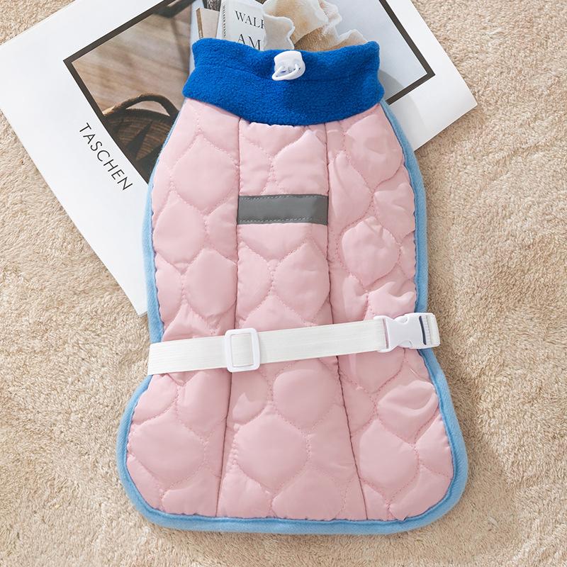 

Pet clothes casual autumn and winter padded thermal vest vest vest than bear teddy puppy dog adjustable dog clothing L (recommended weight 20-15 kg) розовый