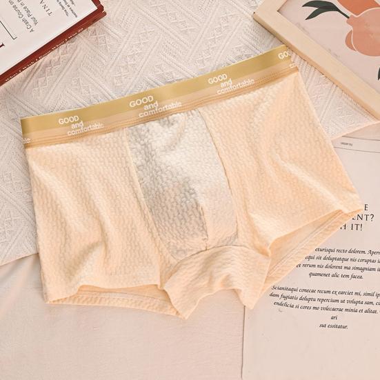 Herren-Boxershorts, mittelhoher Bund, elastischer Bund, Buchstabendruck, U-konvexe Shorts, atmungsaktiv, glatte Linien