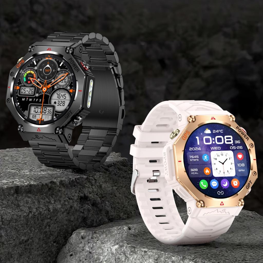 Rainbuvvy KC91 GPS Smart Bracelet 1.39inch TFT 360x360 BLE5.3 GPT 3ATM Waterproof 530mAh Bluetooth Call Flashlight Android Smartwatch
