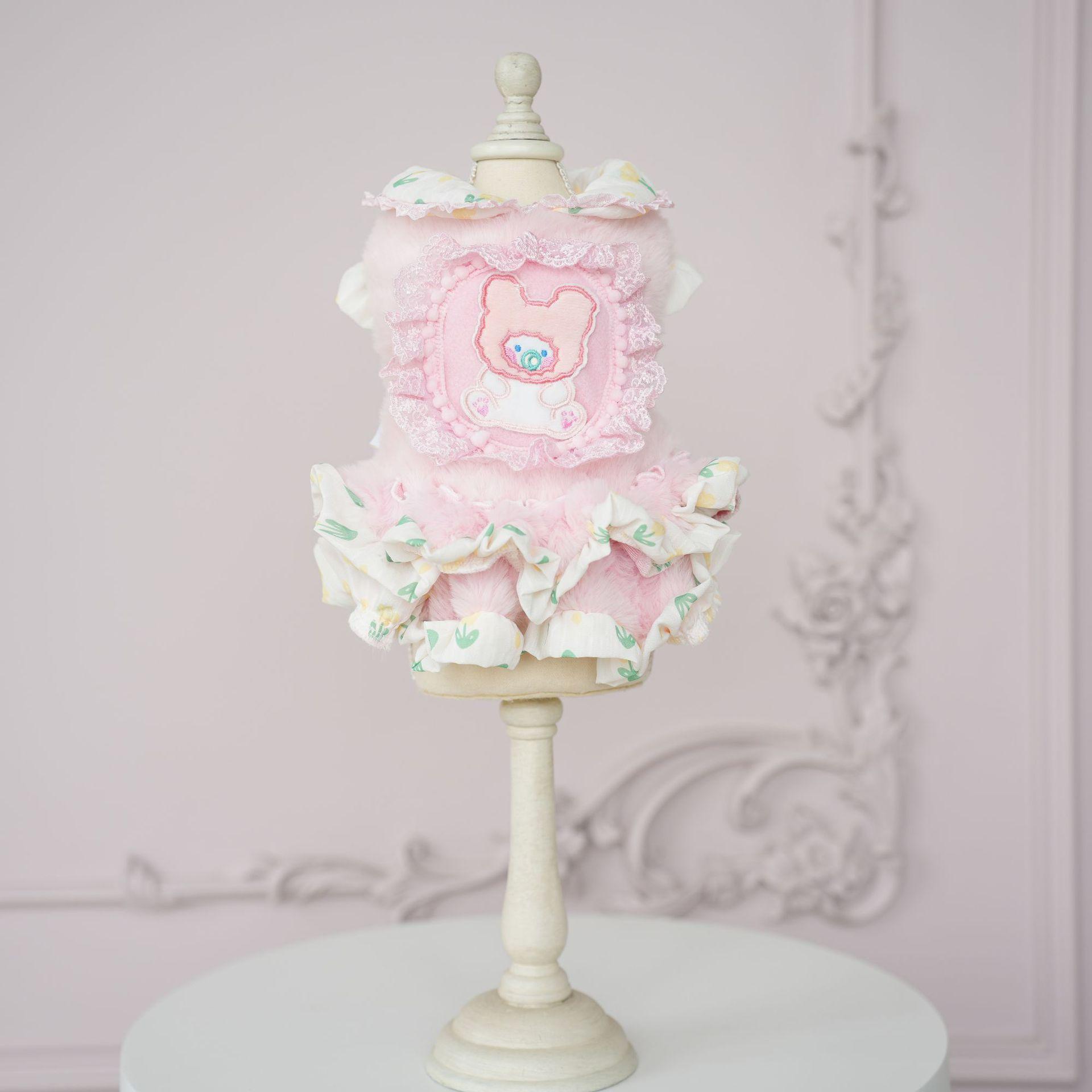 

Осенне-зимняя плюшевая юбка с плюшевым мишкой, пушистое платье для собак и домашних животных, теплее, чем пальто с плюшевым мишкой и кошкой, одежда для собак маленьких собак XL