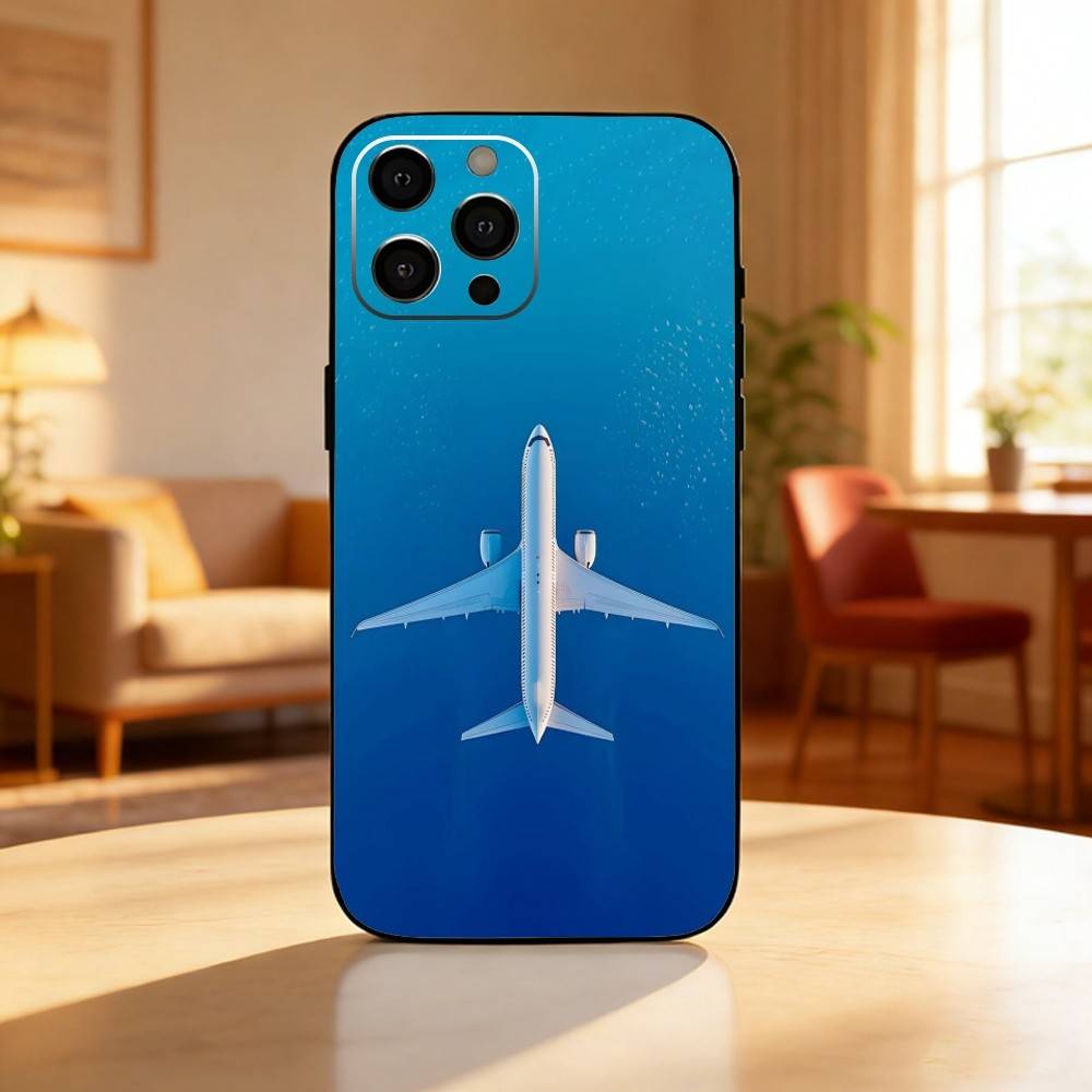 Airplane Plane Phone Case For iPhone 17 16 15 14 13 12 Max Plus Silicone Black Cover