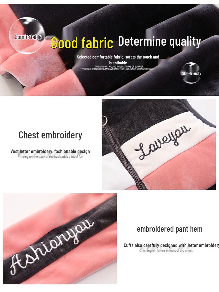 Girls' Winter 3-Piece Set: Sweatshirt, Pants, Vest - Thickened for 2025 Autumn/Winter. Suitable for Middle and Big Kids.