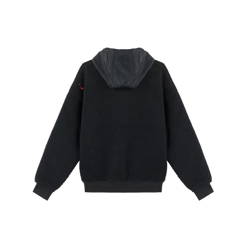 Jordan Full Zip Fleece Windproof Warm Hooded Jacket Men Outerwear Black CT3555-010