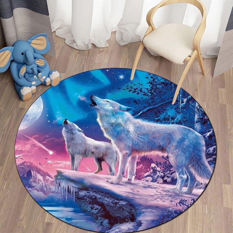 

Fantasy Wolf Art Круглий килим для вітальні Килимок для дітей Килимок для підлоги Килимок для йоги Спальня Килимок для кіберспортивного крісла Dropshipping 100cm