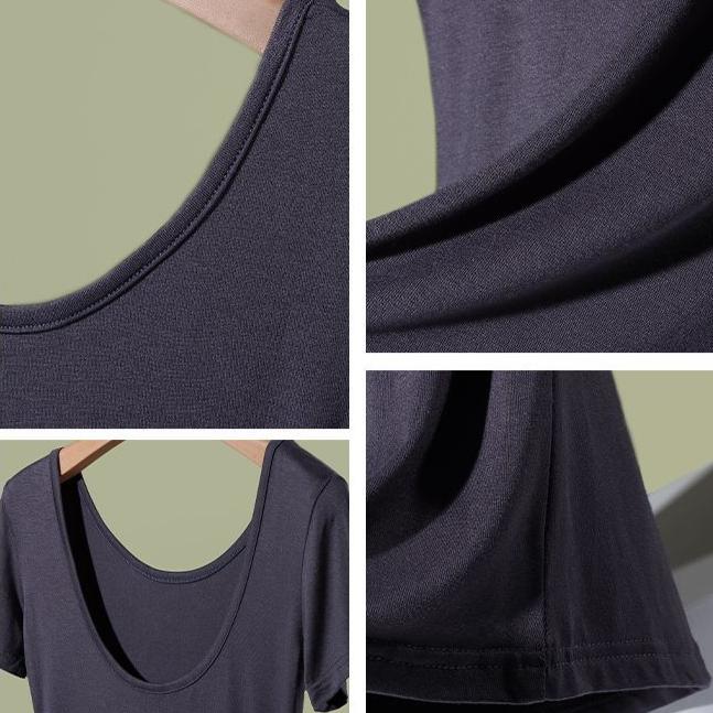 Backless Short Sleeved Beautiful Back T-shirt for Women In Summer Thin Slim Top with An Anti Penetration Base Underneath