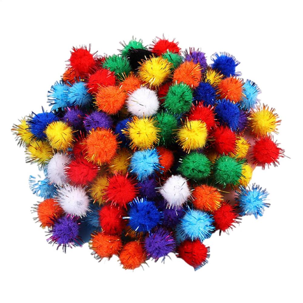 Bastelkugeln Poms Bunte Pompons Bastelzubehör 100X Pustebälle Dekoratives Material Bastelbedarf Spielzeug