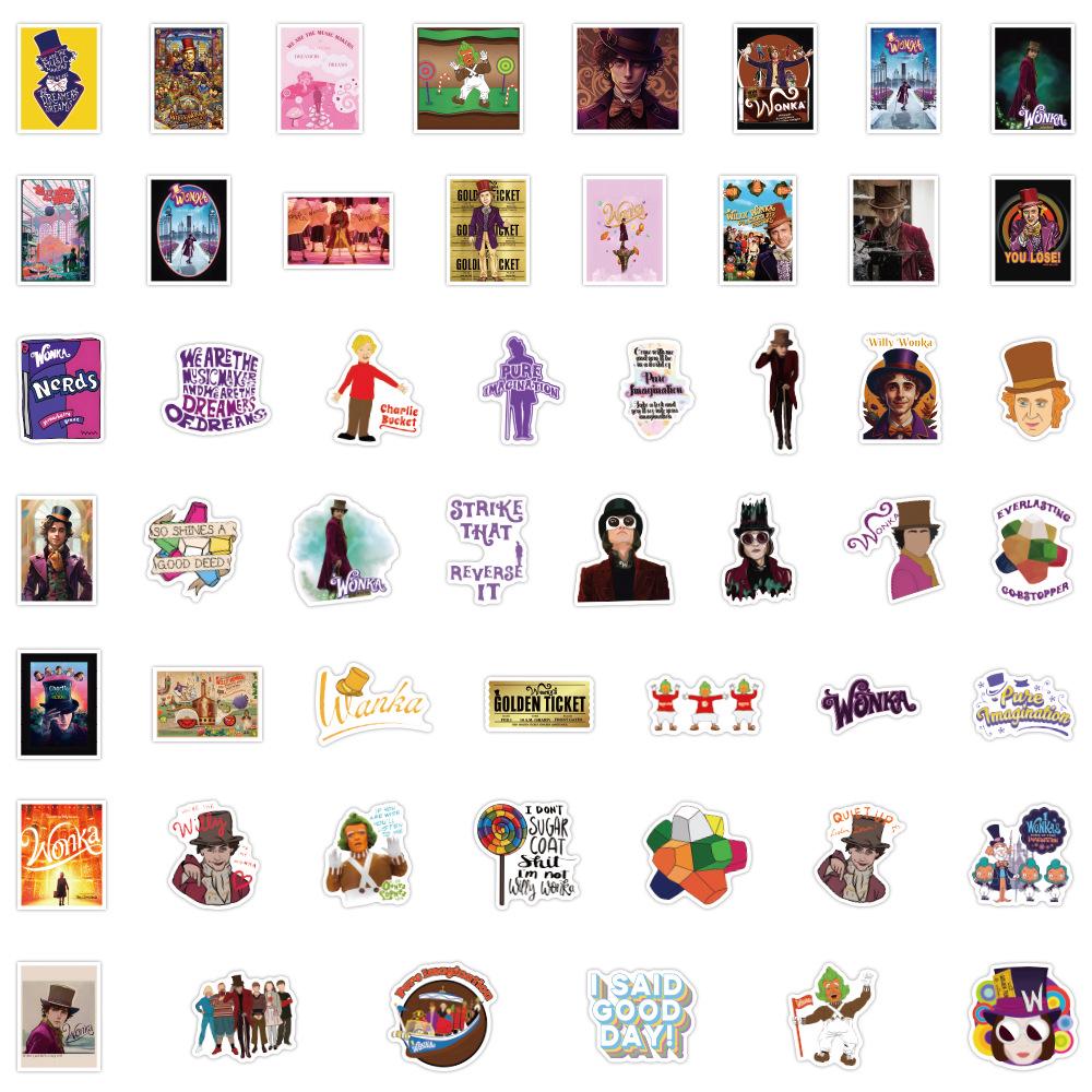 50 New Wonka Graffiti Stickers - Waterproof Decorations for Suitcases, Notebooks, and Water Cups