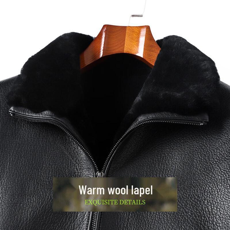 Futing Men's Genuine Goat Leather Jacket with Fur Lining