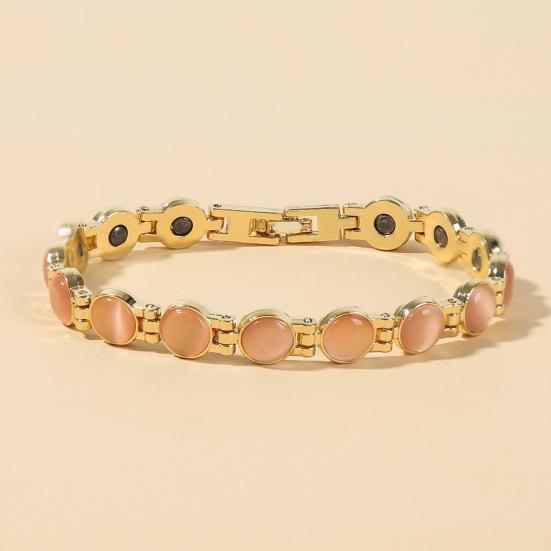 Βραχιόλι Μαγνητικής Θεραπείας Χρυσό Επιχρυσωμένο Κόσμημα Απαλύνει την Κόπωση Γυαλιστερό Cats Eye Stone