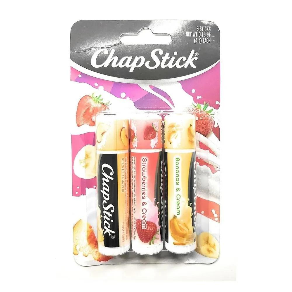 ChapStick Lip Balm 3-Pack 1 Pack Peach Cream/Strawberry Cream/Banana Cream ChapStick (1) Pack Lip Balm Sticks - 3pc