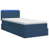 LED Storage Bed with Mattress Blue 100 X 200 Cm Fabric