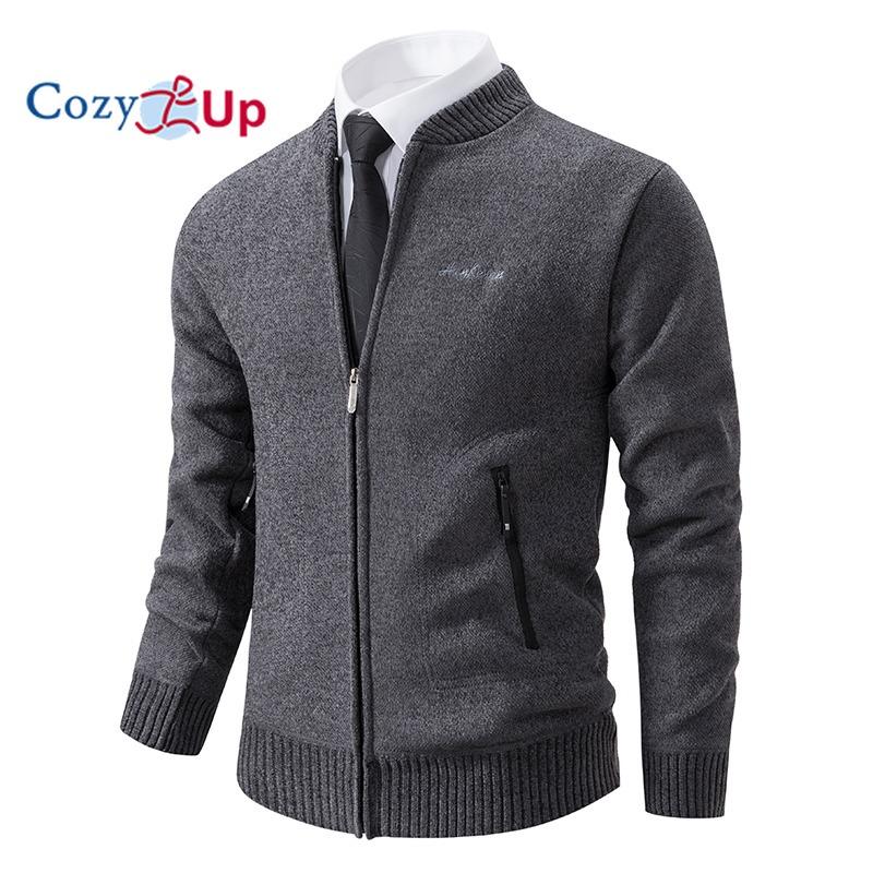 

Уютный мужской повседневный свитер-кардинган с двусторонней молнией и воротником-стойкой, куртка-свитер с молнией во всю длину XL