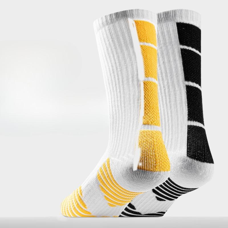 Socks, Sports Basketball Socks, Men's Thickened Towel Bottom Medium Long Striped Socks