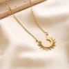 European Style 18K Gold Sunburst Pendant Necklace - Women's Fashion Jewelry