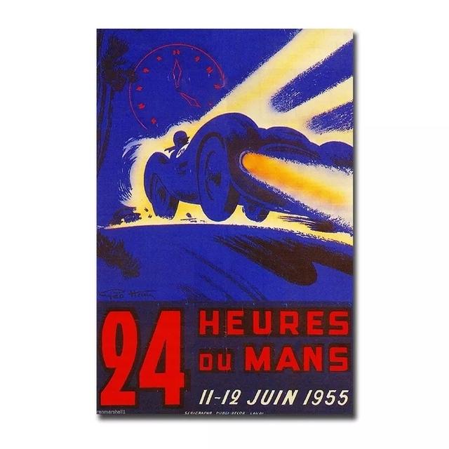 Solid Wood Frame 24 Hours Of Le Mans Original Race Car Poster Print On Canvas Wall Art Painting Picture For Living Room Home Decoration