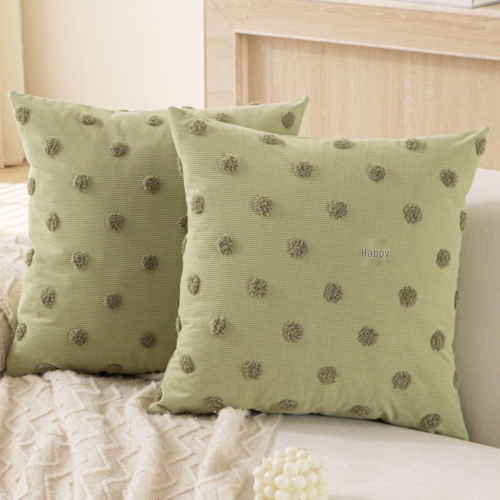 Corduroy Embroidered Throw Pillow Cushion Cover for Sofa