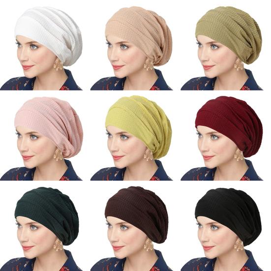 Damehatt Ensfarvet Pelsdesign Turbanhatt Lett Pustende Ensfarvet Elastisk Hatt Utendørs Gate Daglig Bruk