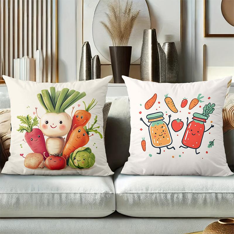 Cute Cartoon Vegetable Printed Throw Pillow Covers Polyester pillowcase, sofa decorative cushion cov Headboard Pillow