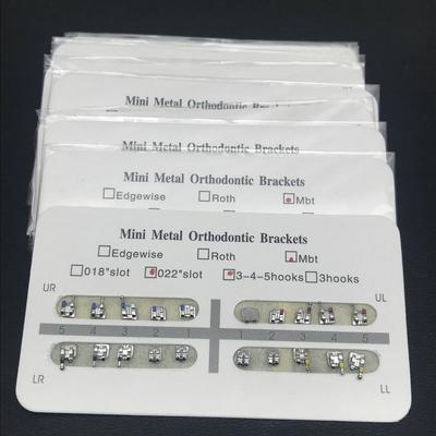 10Packs/200Pcs Dental Mini MBT Bracket 0.022 Slot 345 Hook  Dental Mini Metal Orthodontic Brackets