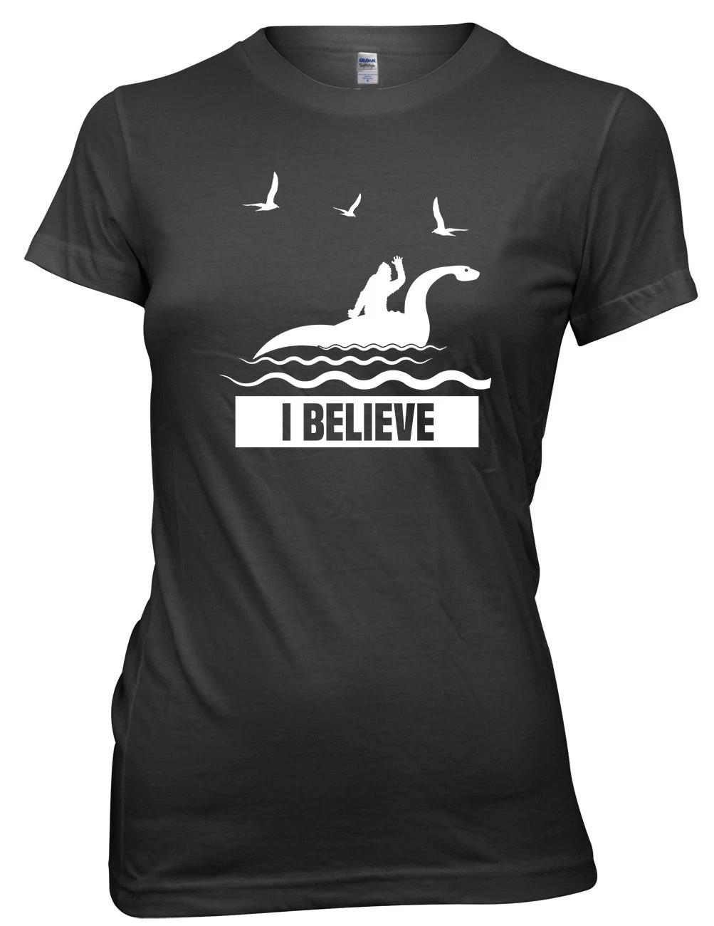 I Believe Loch Ness Monster Nessie Funny Womens Ladies T-Shirt M
