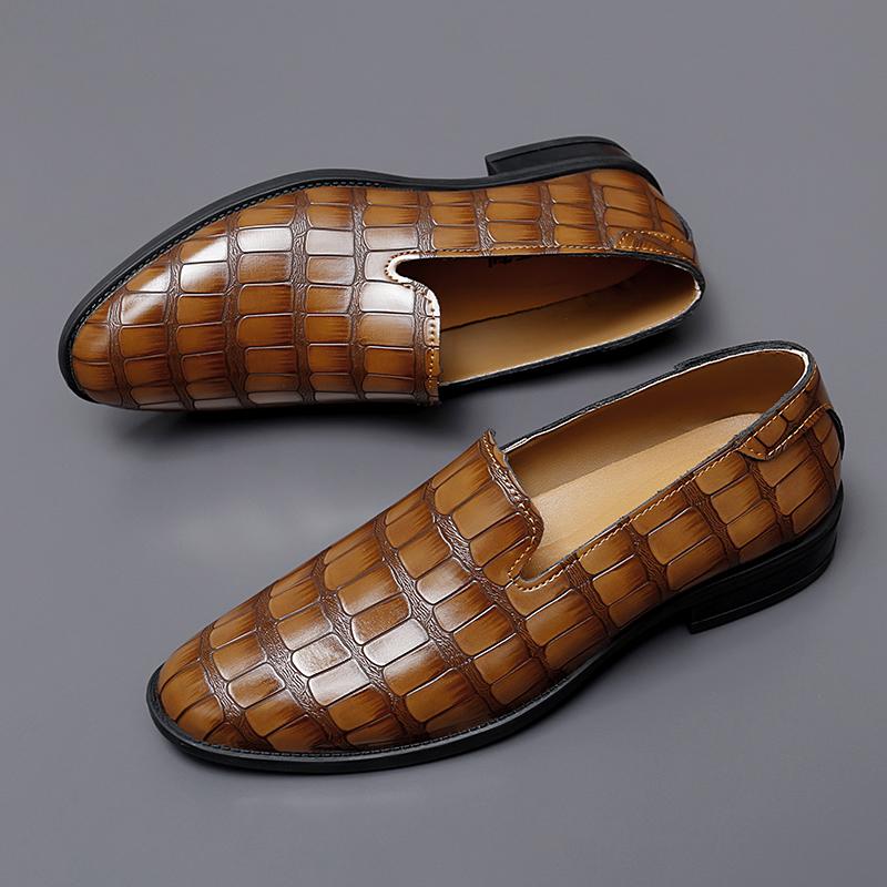 Fashion Luxury Trend Designer New Alligator Pattern Patent Leather Casual Shoes For Men Driving Loafter Formal Wedding Dress Homecoming