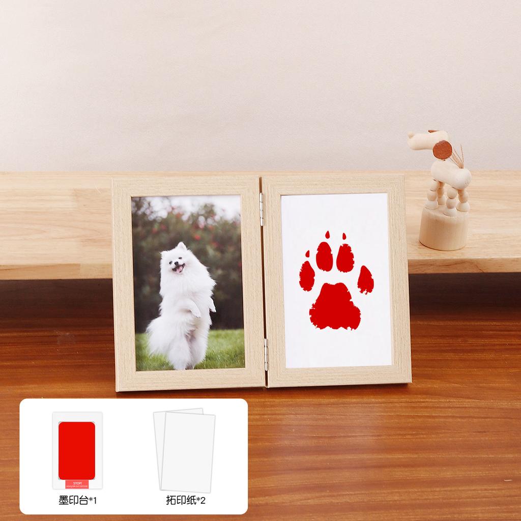 Pet Memorial Gifts for Pet, Dog Paw Print Frame Kit,Inkless Paw Print Kit,zWooden Pawprint Photo Frame,Gifts for Pet Lovers