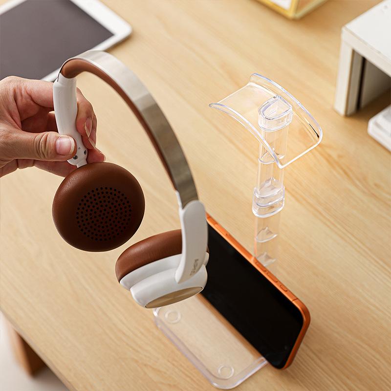 1Pc Headphone Stand With Base Universal Headphone Stand Hanger Transparent Headset Storage Rack Multi-Function Detachable Stand