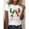 Tricou Casual de Damă Viva L' Italia cu Grafică Mândrie Italiană, Mânecă Scurtă și Gât Rotund, Perfect pentru Primăvară și Vară