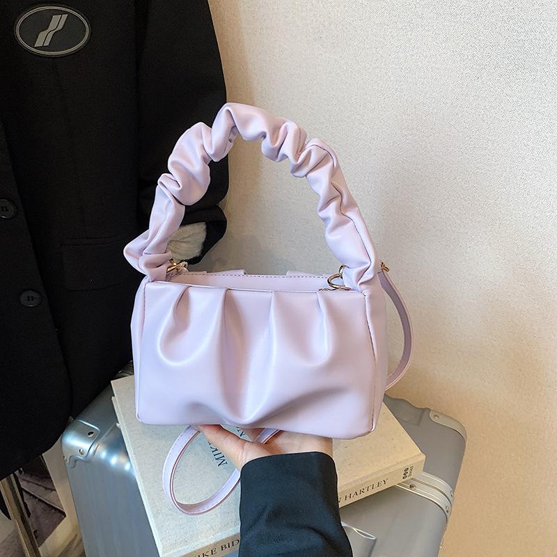 Popular bags women's new trendy fashion pleated handbags, high-quality textured shoulder messenger bags