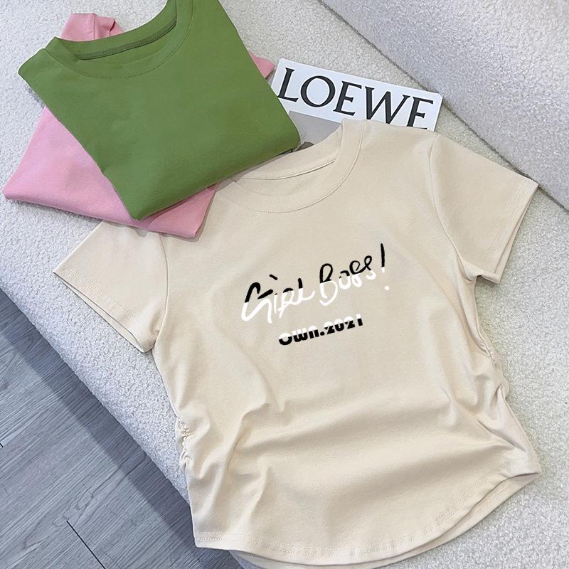 Women's Sweet & Spicy High Waist Cotton Tee - Printed Short Sleeve Summer Streetwear Fashionable Top