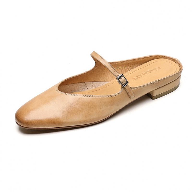 New Women's Baotou Slippers Cover Feet In Summer, One Pedal, Cool Slippers, Beef Tendon Soft Bottom, Large Size and Half Drag, Casual Solid Color