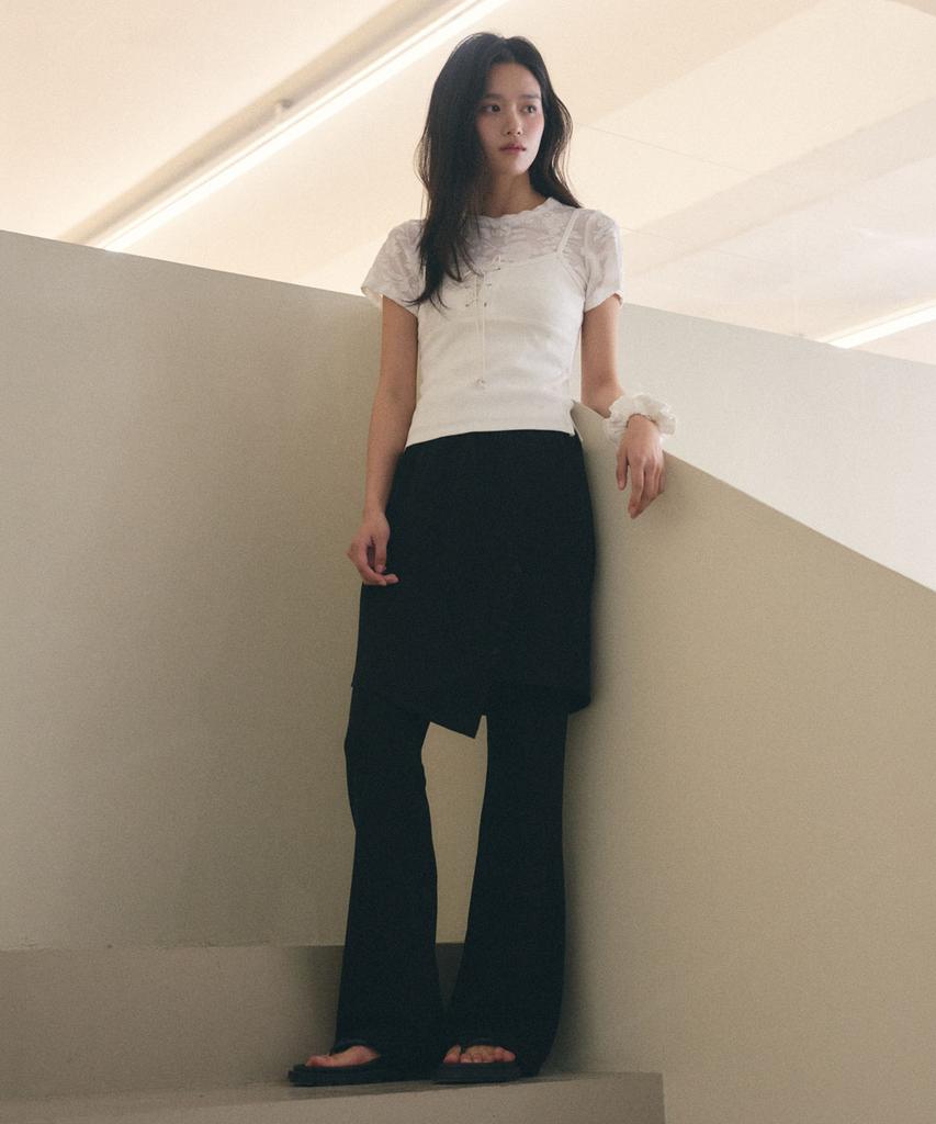GENERALIDEA Button Slit Skirt Set Pants [Black] / Gf2Lpt511