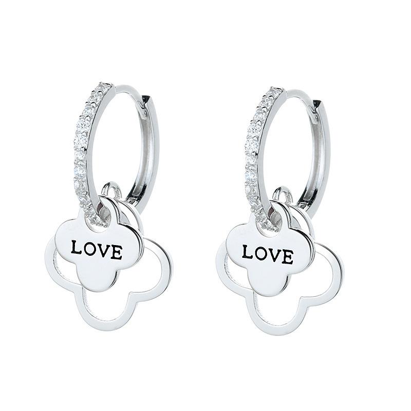 

Серьги-конверты с двойным четырехлистным клевером, женские, с индивидуальностью и темпераментом, серьги-кольца, универсальные, модные, маленькие, свежие, украшения для ушей