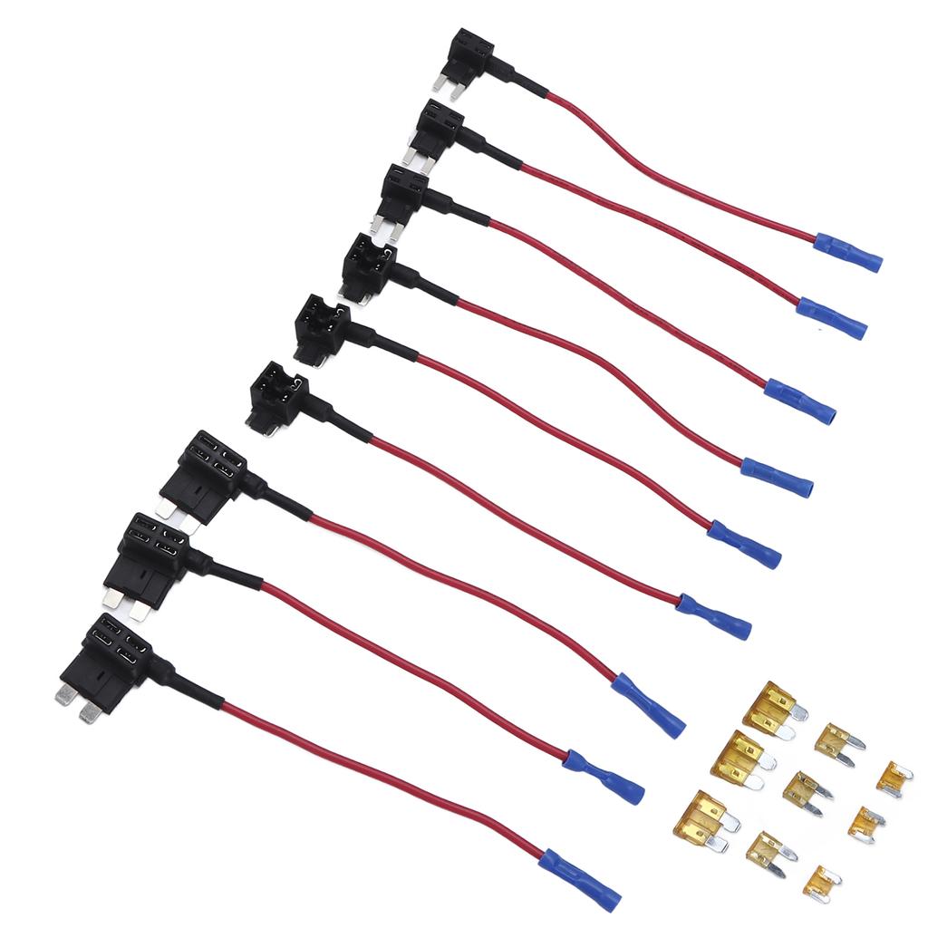 9 Pack 12V Add A Circuit Adapter 3 Types Fuse Tap Holder Standard Mini Low Profile with 5A Blade Fuse