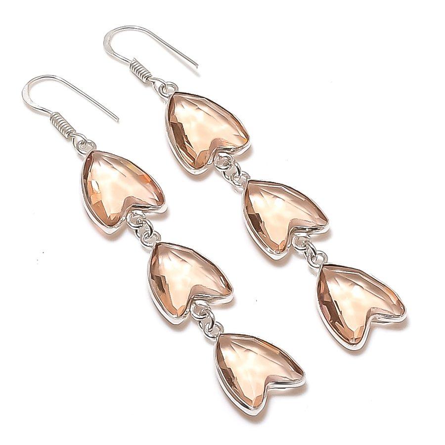 

Natural Morganite Gemstone 925 Sterling Silver Jewelry Earring 3.15 AEE-11191