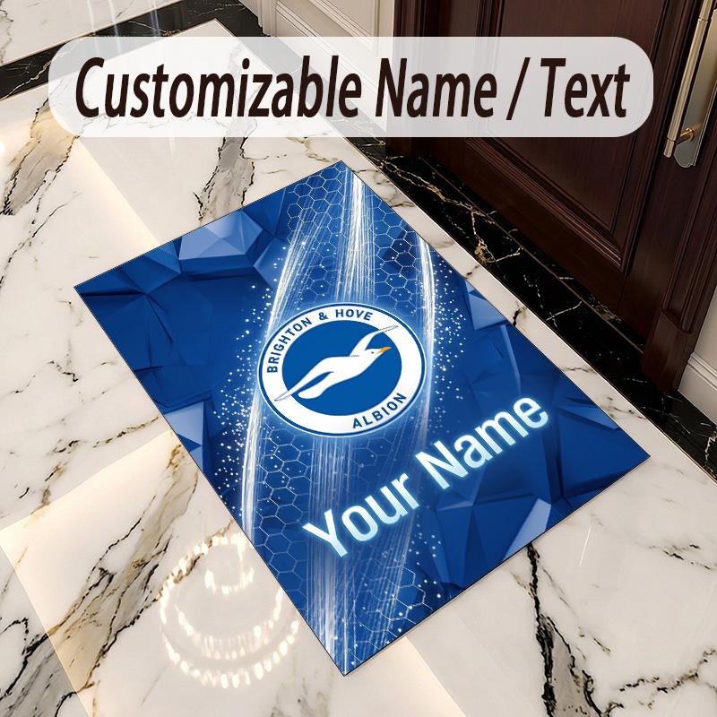 Crystal Velvet Rug Brighton & Hove Albion Football Print Custom Name Text Floor Mat Home Decor